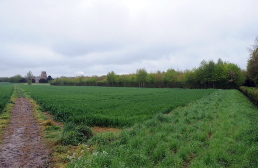 The view from Chilton Hall on the outskirts of Sudbury across farmland to Chilton Church. The proposed Prolog development would have backed onto the property.