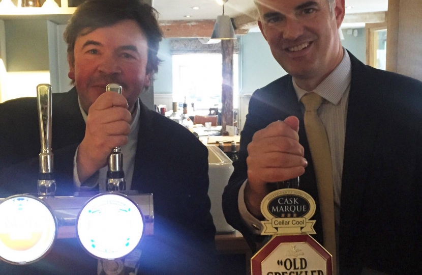 James Cartlidge MP at the Hadleigh Ram with Town 102 presenter