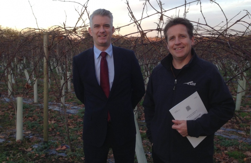 James Cartlidge MP with Copdock Hall Vineyard owner Ian Evans 