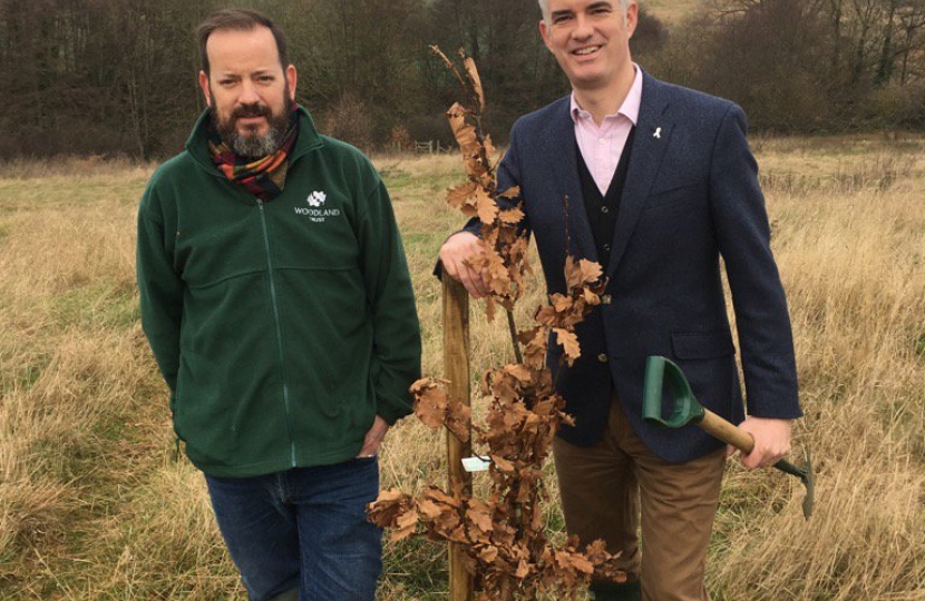 James Cartlidge MP at Primrose Wood with Owen Pugh 