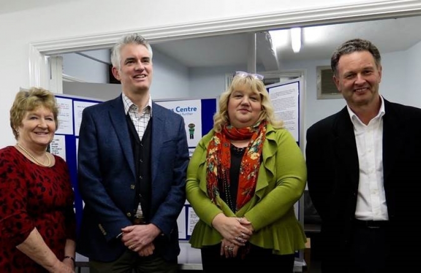 Mayor Cllr Sue Ayres, James Cartlidge MP and deputy Mayor Cllr. Sarah Page with Kernos Chairman Graham Hill.