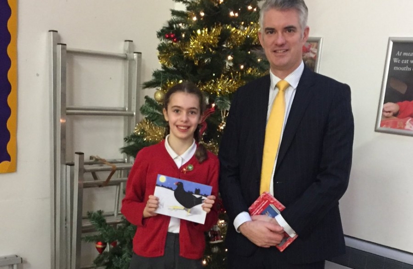 James Cartlidge MP with Rosemary Gray, the winner of the Christmas Card Competition 