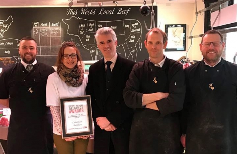 James Cartlidge MP at Lavenham Butchers