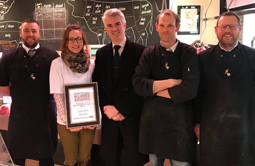 James Cartlidge MP at Lavenham Butchers