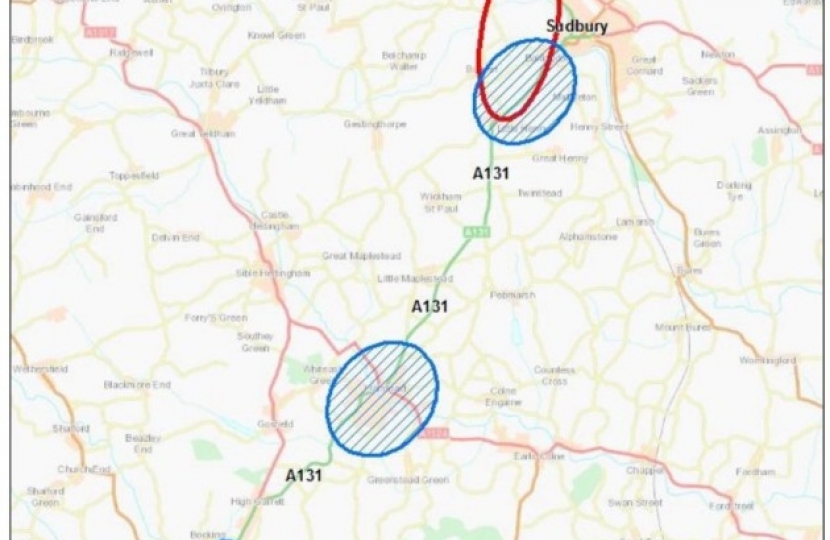 Sudbury Relief Road area map