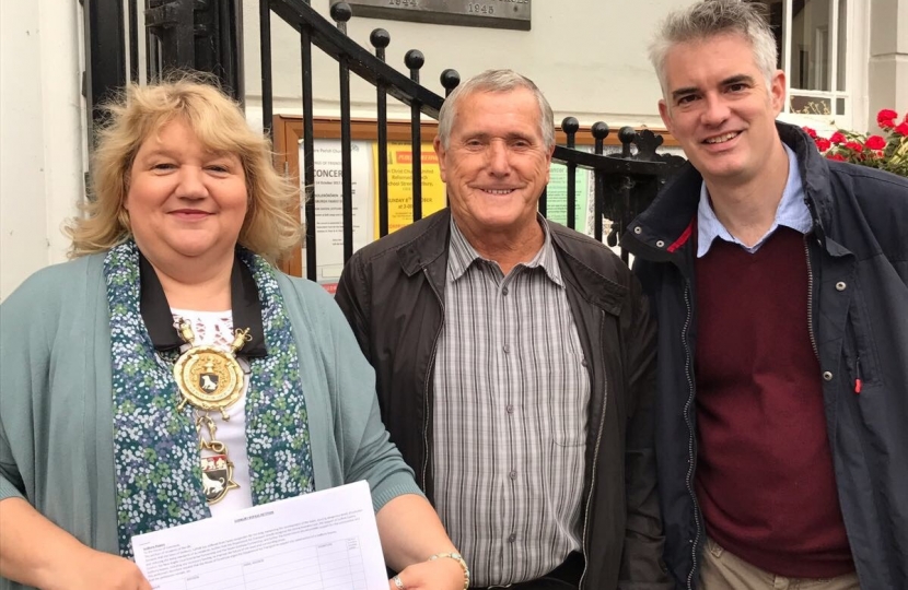 Sudbury Mayor Sarah Page, Cllr Jack Owen, James Cartlidge MP