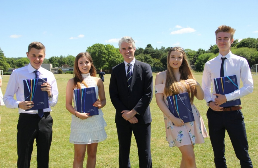 James Cartlidge with students from Thomas Gainsborough School.