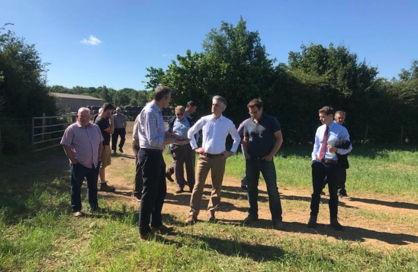 James Cartlidge with south suffolk famers in Polstead