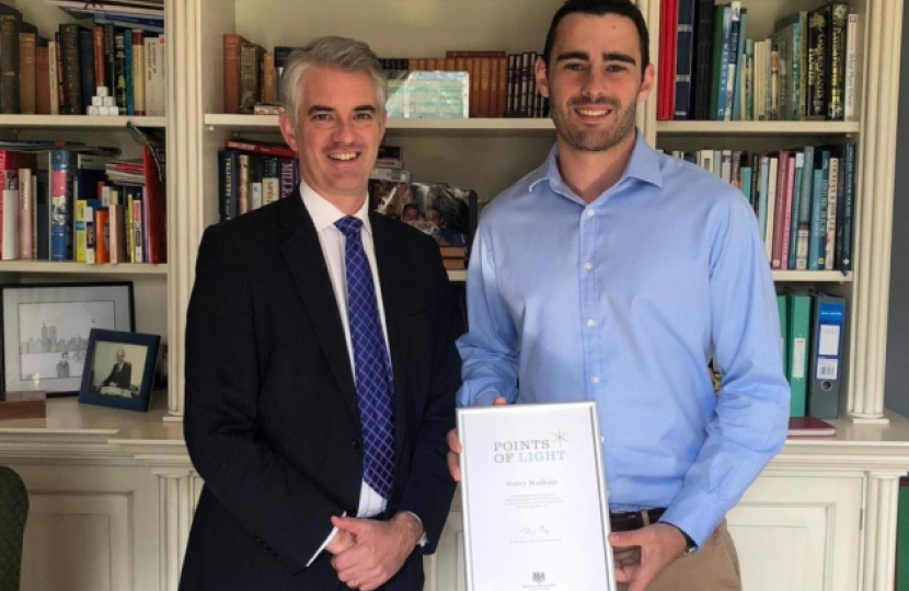 Harry Watkins (right) with South Suffolk MP James Cartlidge Picture: HARRIET STEER