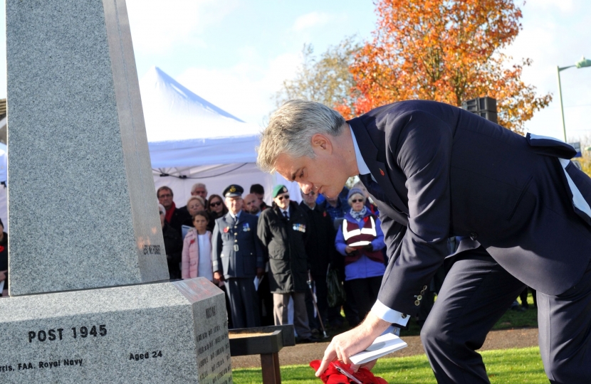 James Cartlidge MP laying wreath at Capel St Mary