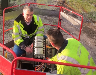 James Cartlidge MP with broadband engineer